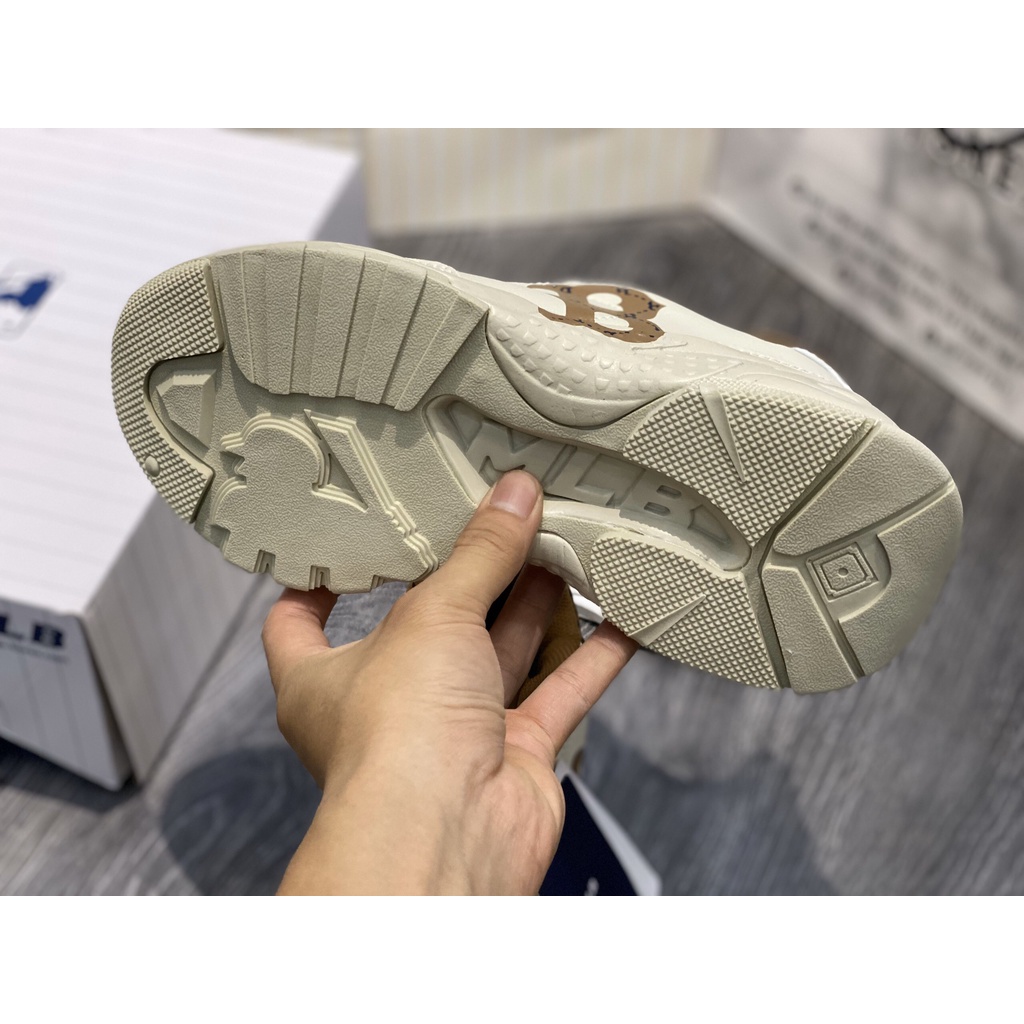 Siêu Phẩm Giày Thể Thao Sneaker MLB Big Ball Chunky Diamond Monogram Boston Red Sox Màu Nâu Trắng Lưỡi Gà Nâu New 2022