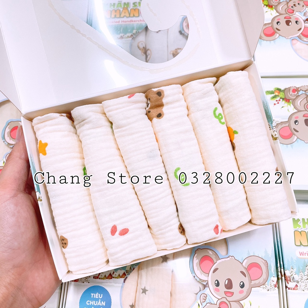 Khăn Sữa Vải Xô Nhăn Mipbi Hộp 6 Cái Cho bé