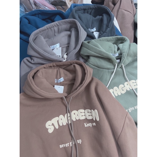Áo hoodie nỉ tàu chữ in nỗi Stag 5 màu M667