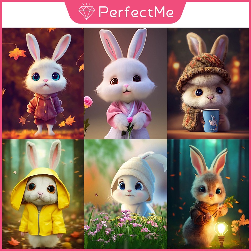 (Hàng Có Sẵn) 1 Bộ Tranh Đính Đá DIY Hình Thỏ Hoạt Hình Kích Thước 30x40cm