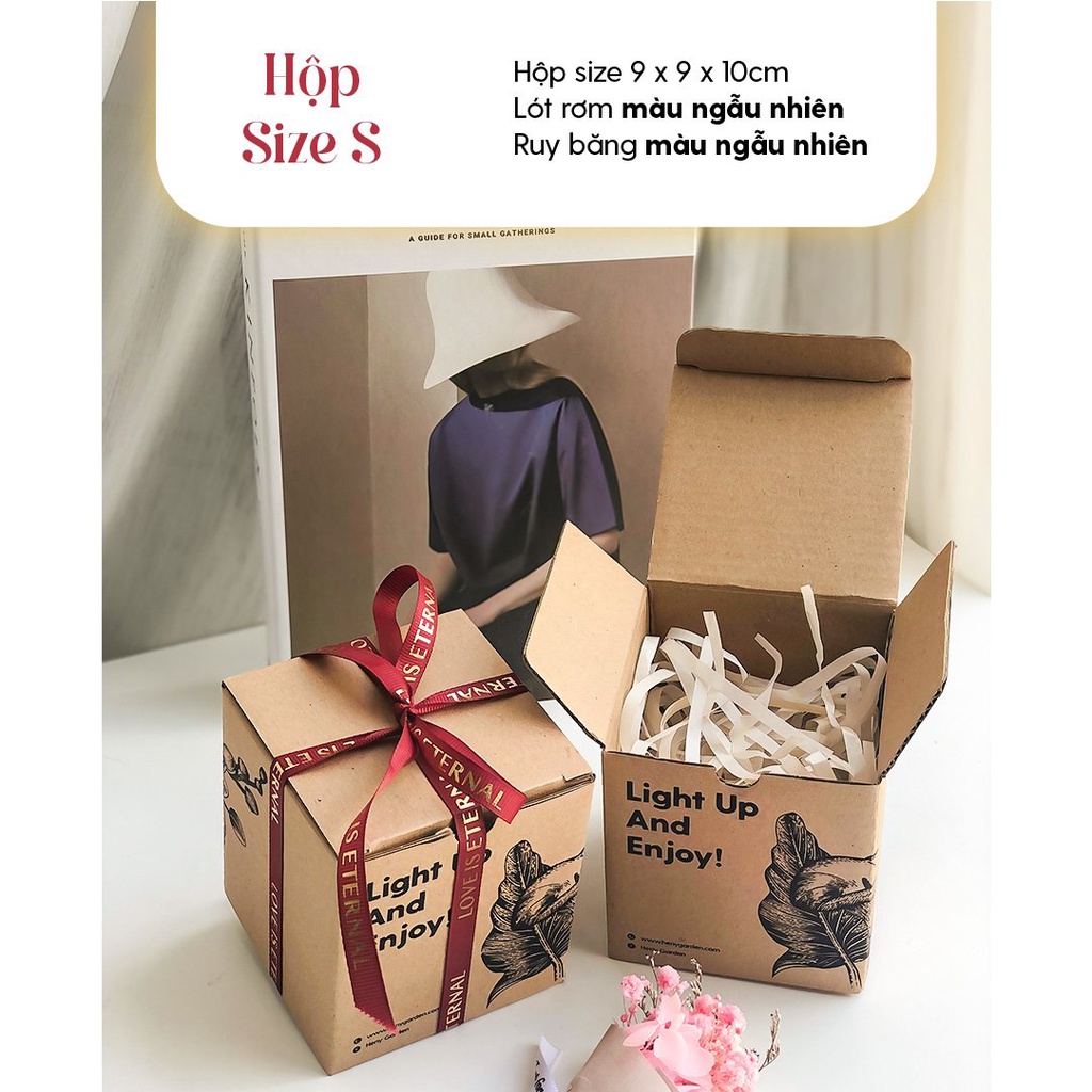 Hộp Quà Tặng Kèm Túi Giấy Nắp Gài Giấy Kraft Ready-To-Go Phù Hợp Để Gói Nến Thơn HENY GARDEN