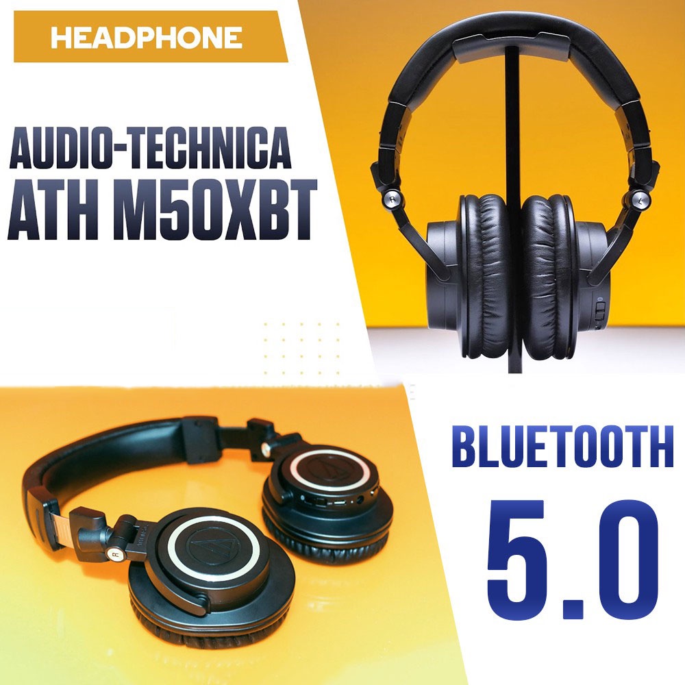 Audio Technica ATH-M50xBT Over-Ear Không Dây Bluetooth 5.0, Tích Hợp Micro Kết Nối Điều Khiển Giọng Nói Trên điện thoạ