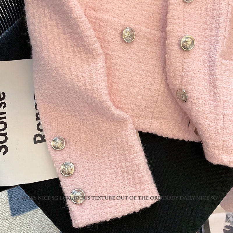 Áo Dạ Tweed Áo Vest Nữ Ngắn Áo Croptop Dài Tay Nữ Khoác Ngoài Kiểu Hàn Quốc Đi Học Đi Làm Đi Chơi Thu Đông AD055