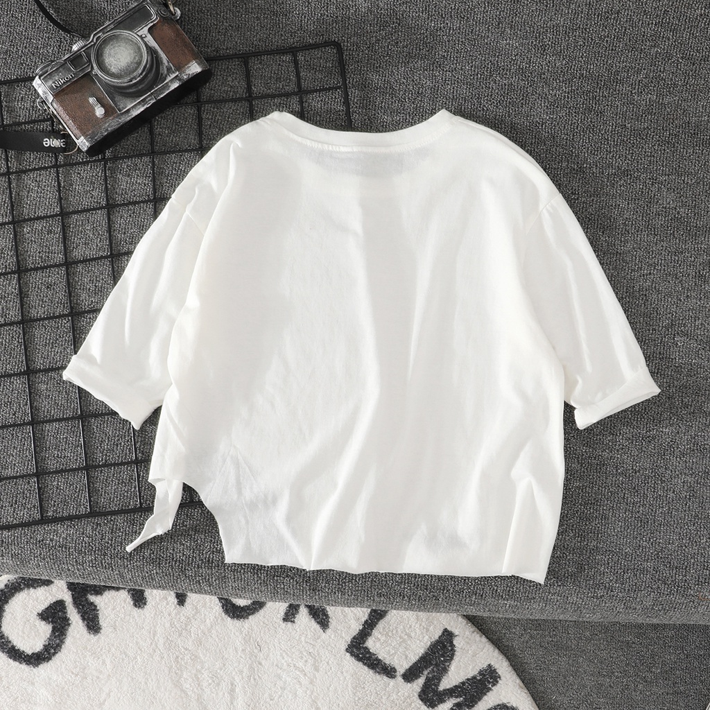 Áo Thun cotton Trắng Dáng Rộng Họa Tiết Chữ Beggar Thời Trang Cho Bé