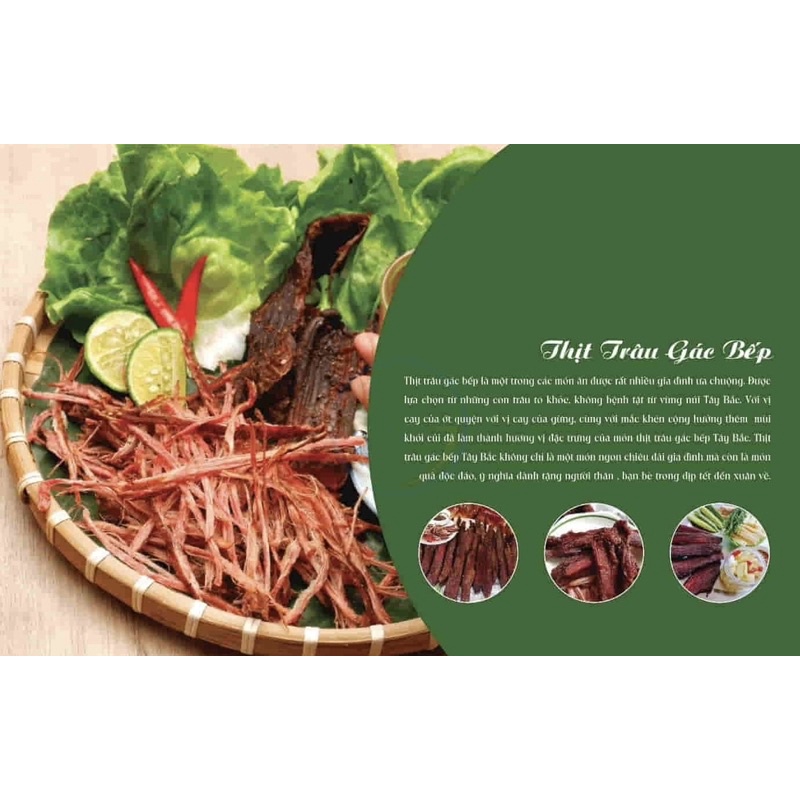 [Loại 1]Thịt Lợn, Bò, Trâu Gác Bếp Tây Bắc tặng kèm chẩm chéo cao cấp 1kg