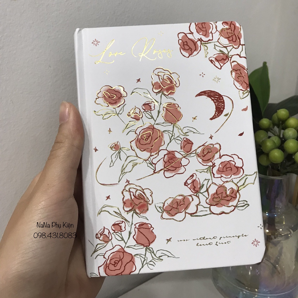 Sổ Tay Vintage Họa Tiết Hoa Hồng