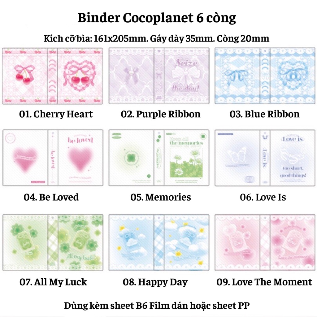 [ORDER] Sổ còng B6 Cocoplanet - Binder B6 Hàn Đựng Ảnh Thẻ Bo Góc