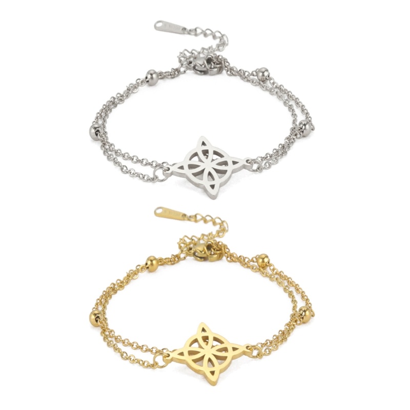 Vòng Tay Chuỗi Hạt Thắt Nút Bằng Thép Không Gỉ Phong Cách Phù Thủy Cổ Điển Cho Cặp Đôi