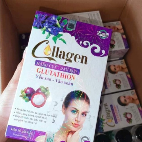 Collagen măng cụt đậu biếc Zenpali hộp 30gói, Collagen chính hãng, Trắng Da, Tăng nội tiết tố, mờ tàn nhan, Luhacosmetic | BigBuy360 - bigbuy360.vn