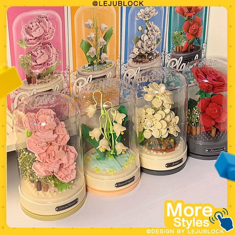 【LEJUBLOCK】hoa hộp nhạc Khối xây dựng hoa vĩnh cửu hoa hồng nano block hoa hướng dương đồ chơi cho con gái Trò chơi lắp hình Hoa anh đào Trang trí trong nhà Quà tặng giáo viên cây bonsai quà cho bạn gái quà sinh nhật da sơn Quà Valentine