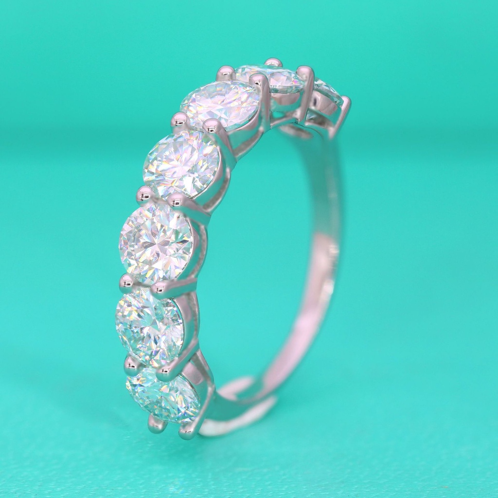 Kim Cương Nhân Tạo Moissanite (5mm *7) Nhẫn nữ S925 bạc 7*0,5 carat đá Mosan đỏ có thể vượt qua bút kim cương có giấy chứng nhận xác nhận, nhẫn khoan đóng cửa