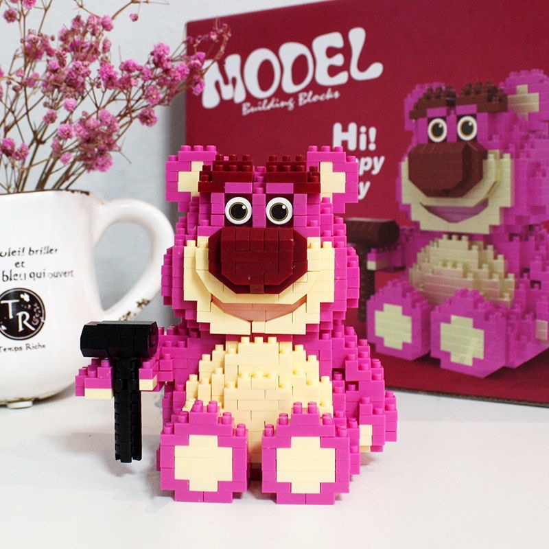 Bộ Đồ Chơi Lắp Ráp Mini Gấu Dâu hoạt hình Dễ Thương Chuẩn Màu