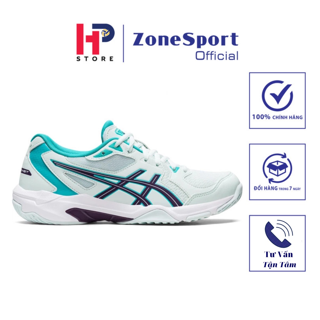 Giày Asics Gel Rocket 10 Trắng Xanh Mint - Giày Bóng Chuyền, Cầu Lông, Tennis đệm gel hấp thụ sốc, đàn hồi, giảm chấn