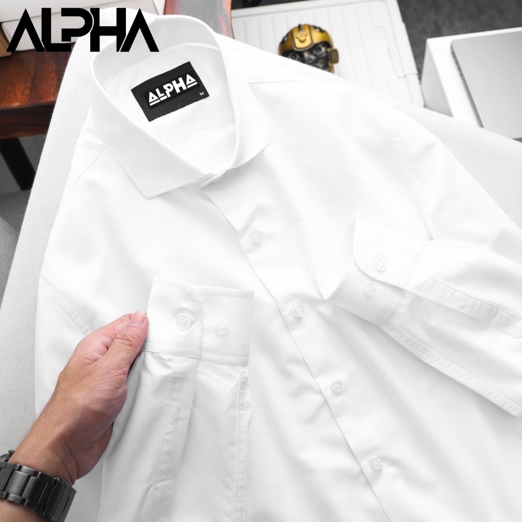 Áo sơ mi nam trơn vải kate lụa mịn GEN ALPHA - chất vải thấm hút tốt - Form chuẩn công sở