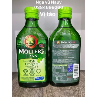 Dầu gan cá tuyết omega 3 mollers pharma tran fruktsmak nội địa na uy- hương táo - 250ml