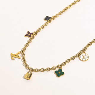  LOUIS VUITTON Vòng cổ Thép Titan Họa Tiết Lv Sang Trọng Cho Nam Nữ 