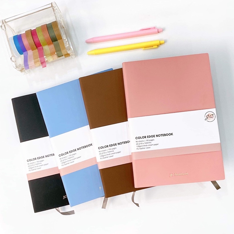 Sổ Tay Bìa Da Color Edge Notebook - Sổ Ghi Chép Giấy Dày 120 gsm - Sổ bìa da PU chống thấm nước ruột Caro Kẻ Ngang