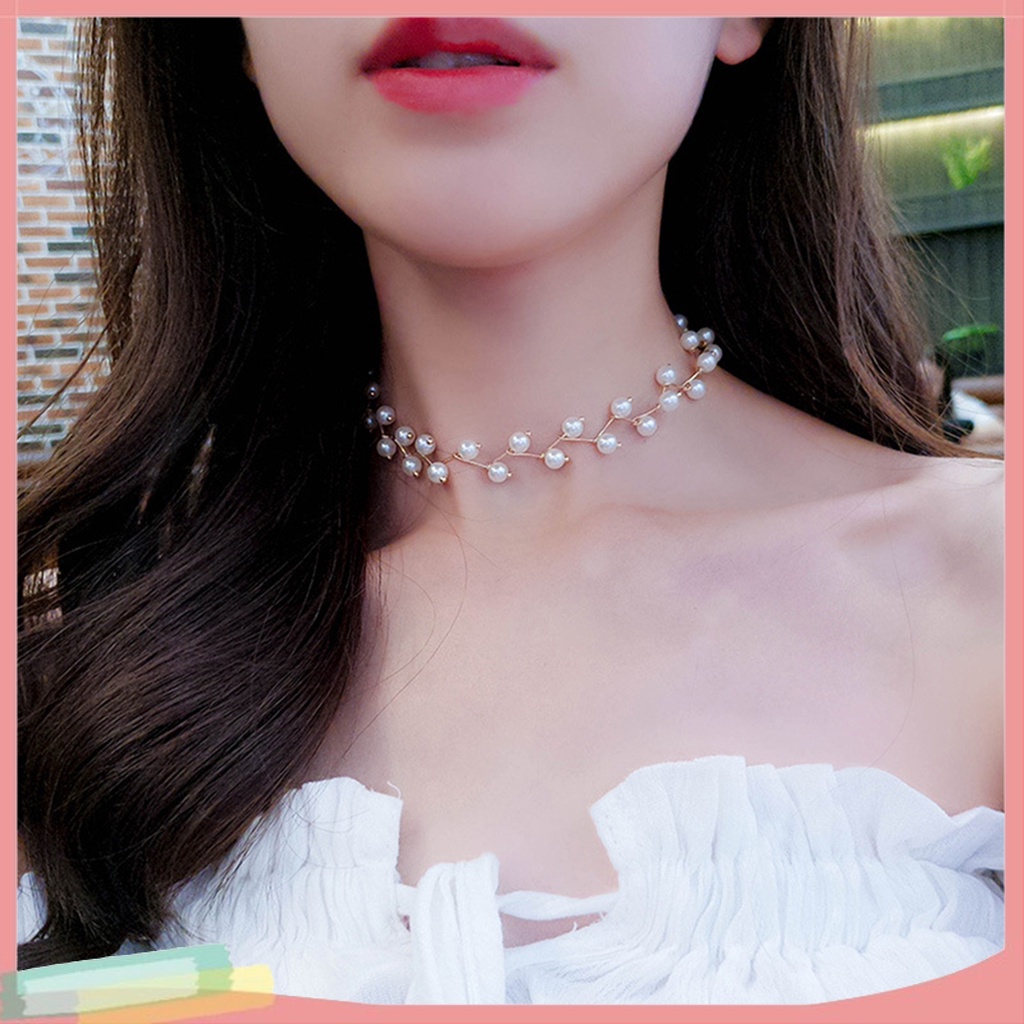 Vòng choker trang trí 2 lớp ngọc trai xinh xắn cho nữ