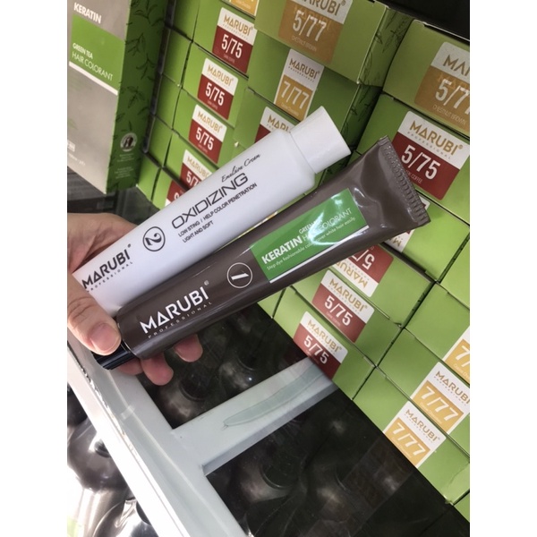 NHUỘM MÀU KERATIN MARUBI - nhuộm phủ Bạc 100./. màu đẹp có mã màu cho khách lựa chọn