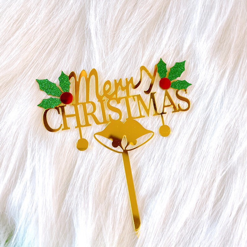 Que cắm mica chủ đề Noel/Christmas trang trí bánh