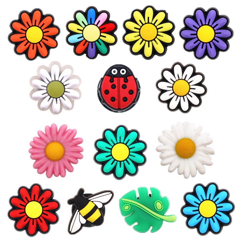 Jibbitz Crocs Button Dễ thương đầy màu sắc Daisy loạt giày trang trí Mini Bee Ladyboy phong cách giày phù hiệu FZL11
