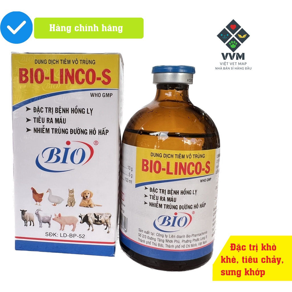 Dứt điểm khò khè, sưng mặt, sưng khớp, phân xanh, phân trắng [Bio Linco-S 100ml]