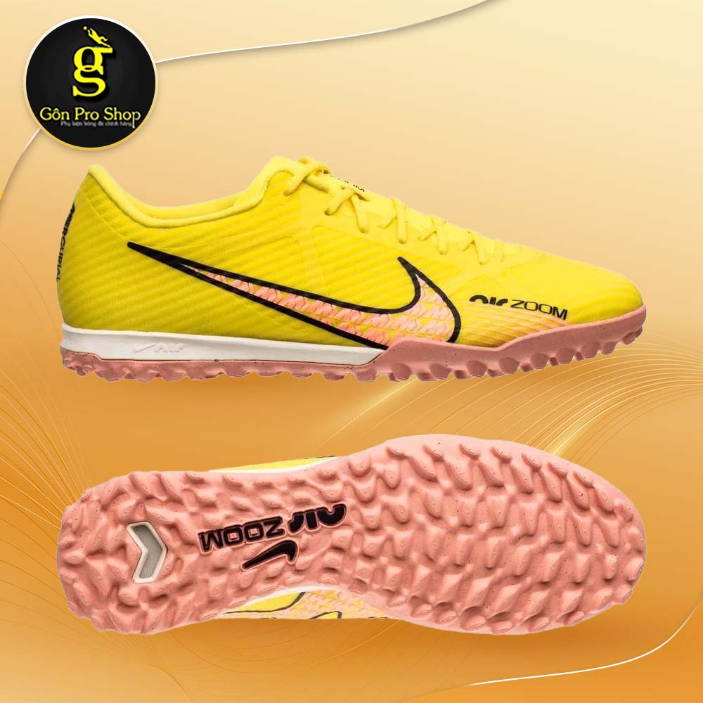 GIÀY BÓNG ĐÁ CHÍNH HÃNG - VAPOR 15 ACADEMY TF - VÀNG/HỒNG - GIÀY ĐÁ BÓNG SÂN CỎ NHÂN TẠO