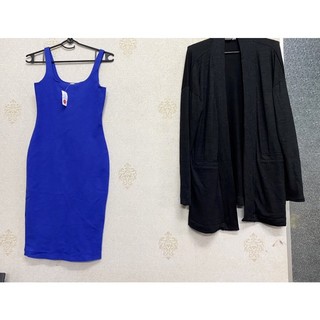 Đầm thun xanh body midi vnxk