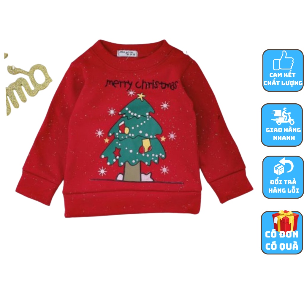 Áo Nỉ cho bé, Áo nỉ Noel bé trai bé gái in hình chất da cá cho bé từ 6-22kg-KANGMIN KIDS