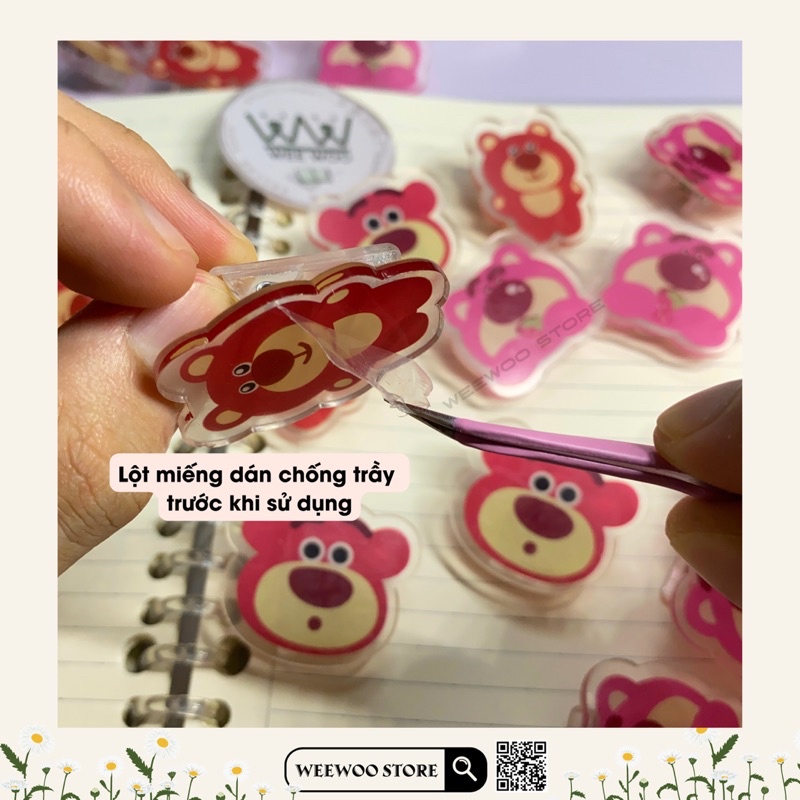 Kẹp sách, kẹp giấy hình gấu hồng dâu tây Lotso Bear dễ thương - WeeWoo Store