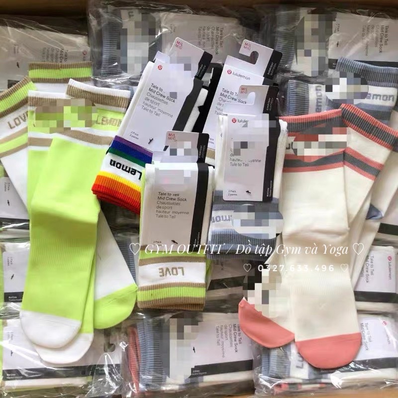 Set 2 Đôi Tất Vớ Thể Thao Lululemon -Tale To Tell Mid Crew Sock 2 Pack