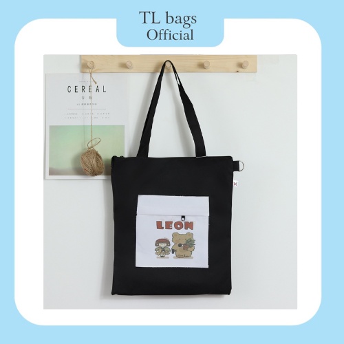 Túi tote, túi vải bố TL, in hình đáng yêu, hàng 2 dây, giá học sinh