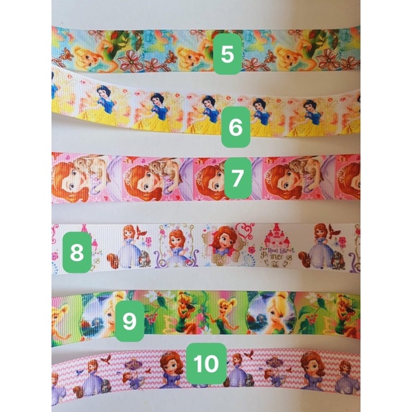 Ruy băng gân họa tiết công chúa, elsa rộng 2,5cm