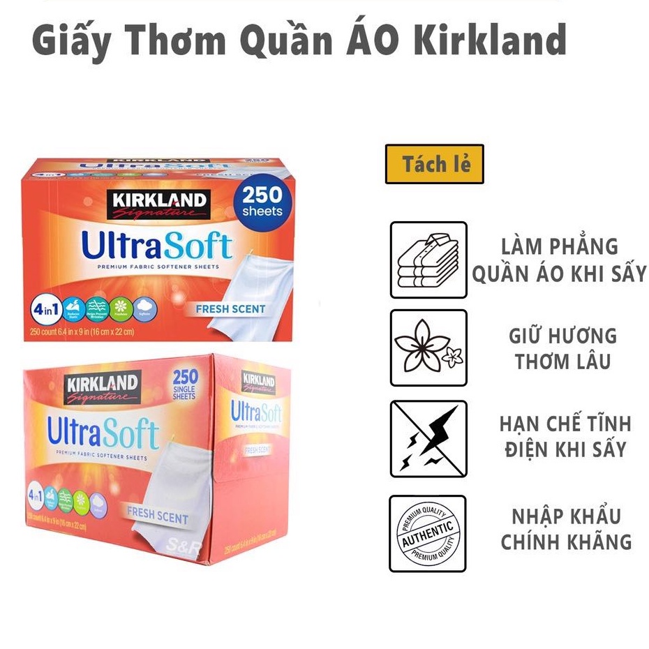 Giấy Thơm Quần Áo Cao Cấp KIRKLAND Signature Ultra Soft PREMIUM 4IN1 Nhập Khẩu USA
