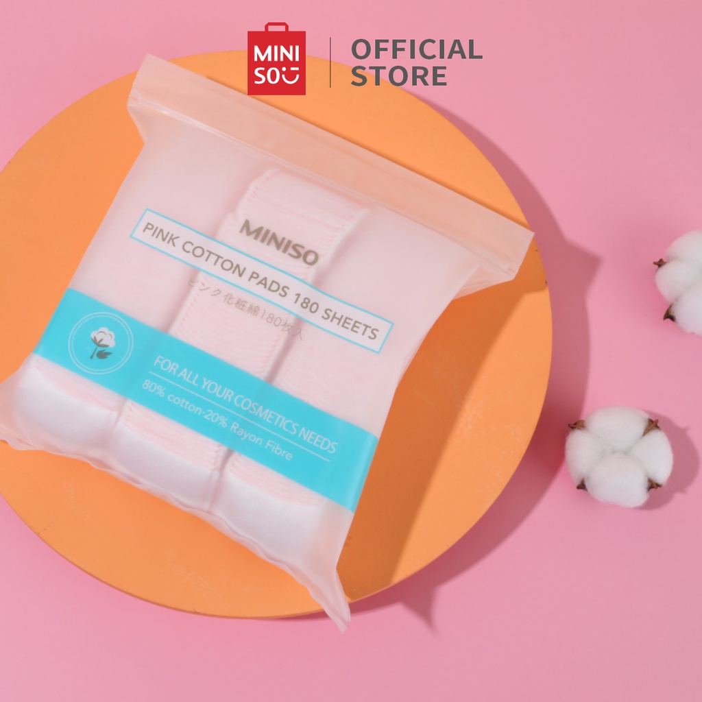 Bông Tẩy Trang  180 miếng Hồng Miniso