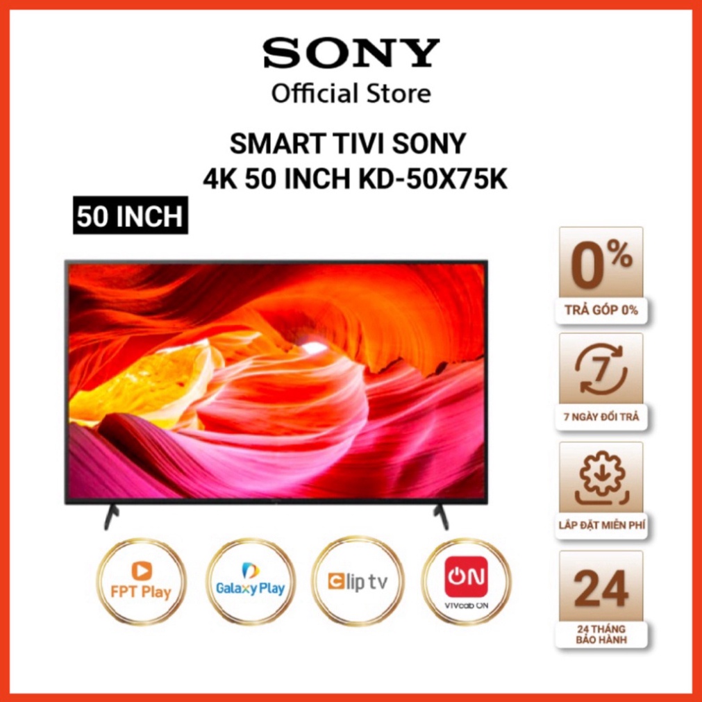 Google Tivi Sony 4K 50 inch KD-50X75K - Miễn Phí Lắp Đặt ( sale )