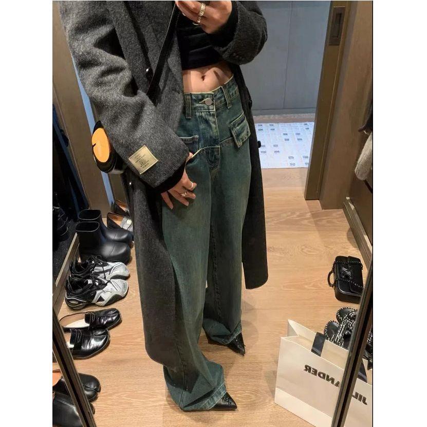 Quần Jean Nữ Ống Rộng Lưng Cao Phong Cách Retro Thời Trang Mùa Thu Mới 2022
