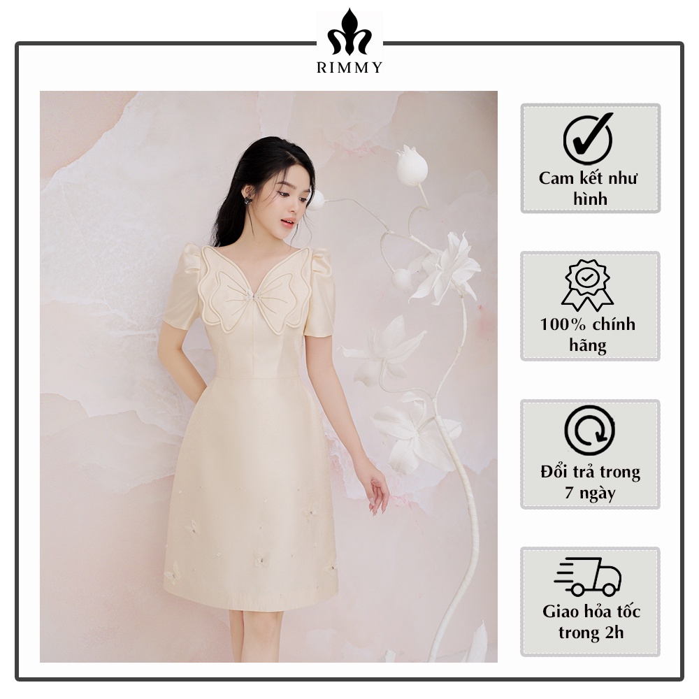 Đầm Dự Tiệc Màu Trắng Be Meadow Dress By Rimmy Thêu Đính Kết Tỉ Mỉ