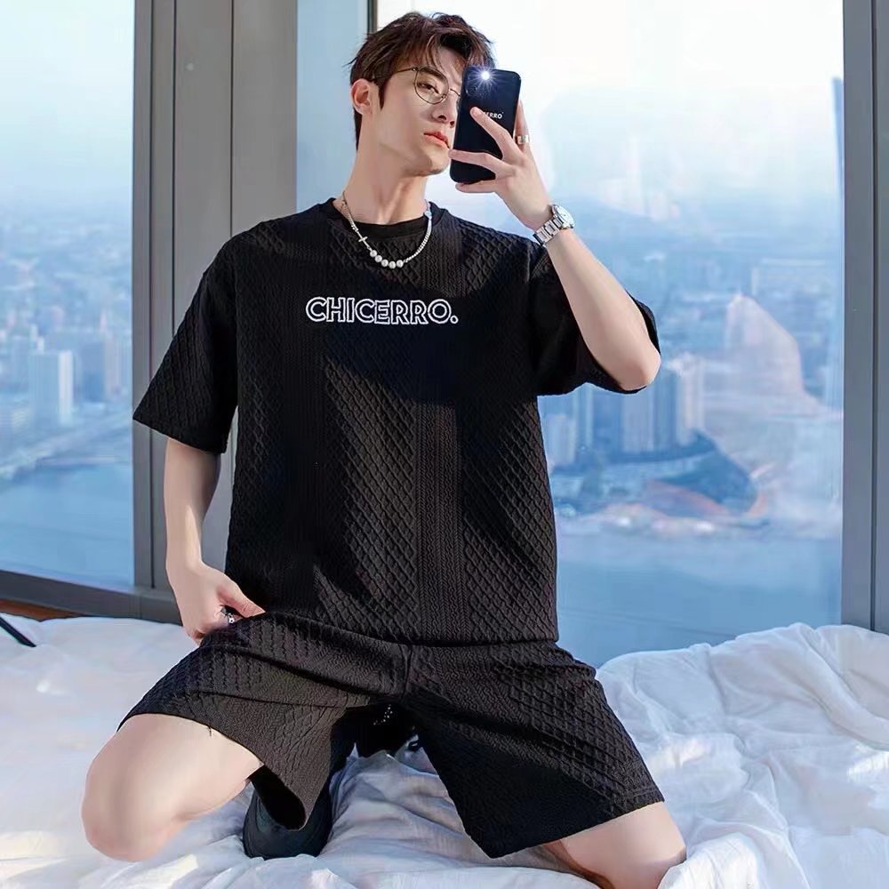 Bộ Đồ Thể Thao Ngắn Tay Dáng Rộng Thời Trang Hàn Quốc Dành Cho Nam / Size M-4XL