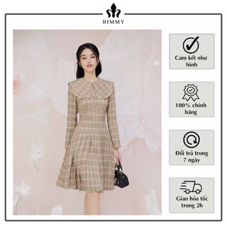 Đầm thiết kế kẻ caro nâu be thanh lịch Cady Dress