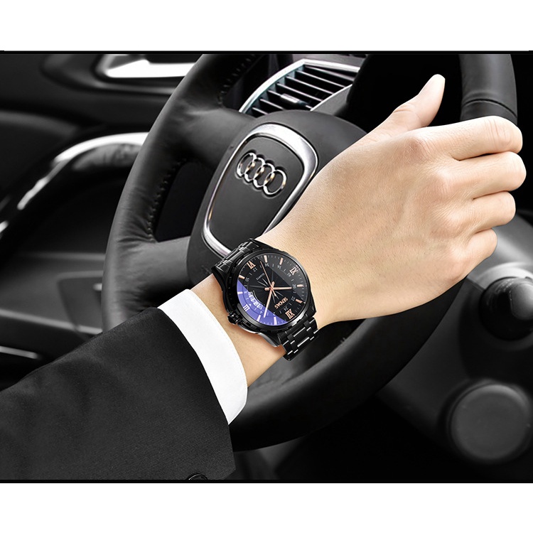 Mới Đồng Hồ Nam Dây Thép Không Gỉ Thiết Kế Sang Trọng