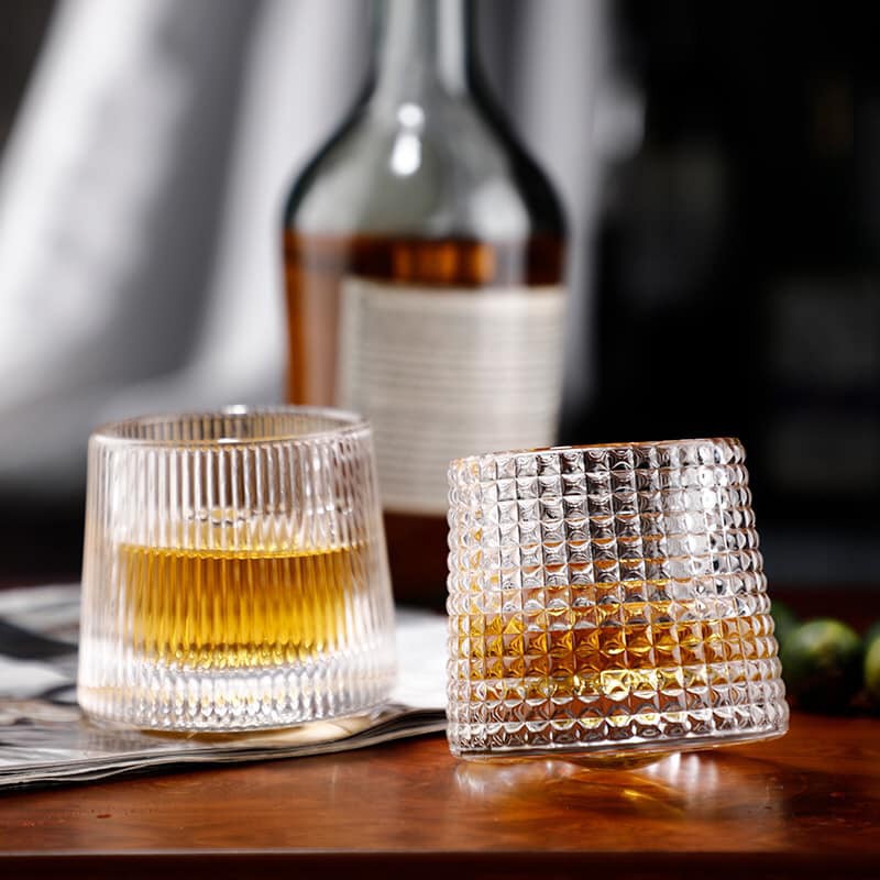 Set 6 cốc ly uống whisky rượu mạnh đế xoay hiện đại cao cấp