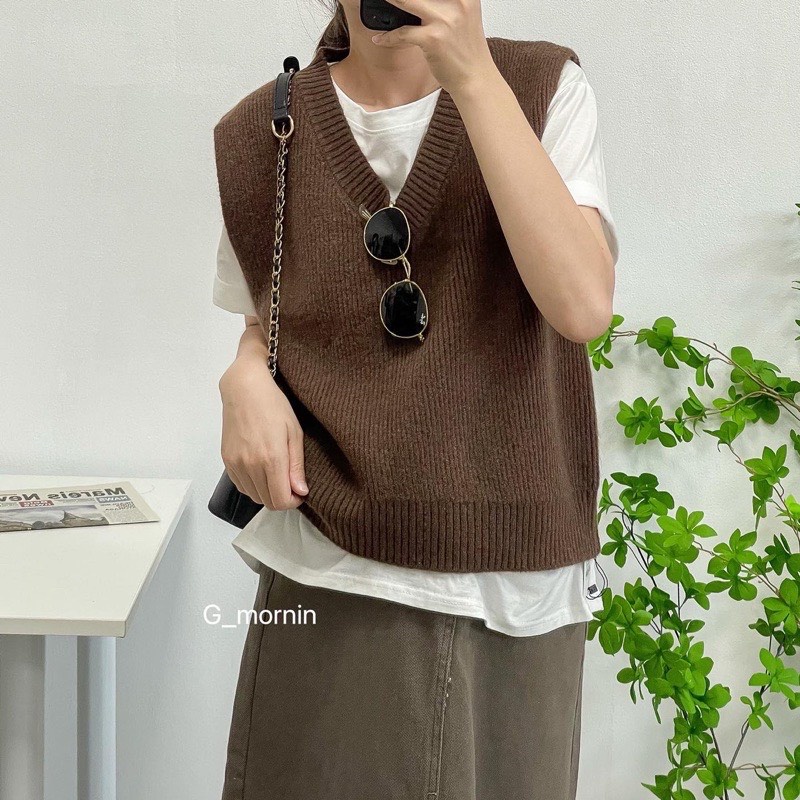Áo Gile Len Nữ Trơn Basic Cổ Chữ V Phong Cách Hàn Quốc Trẻ Trung Năng Động