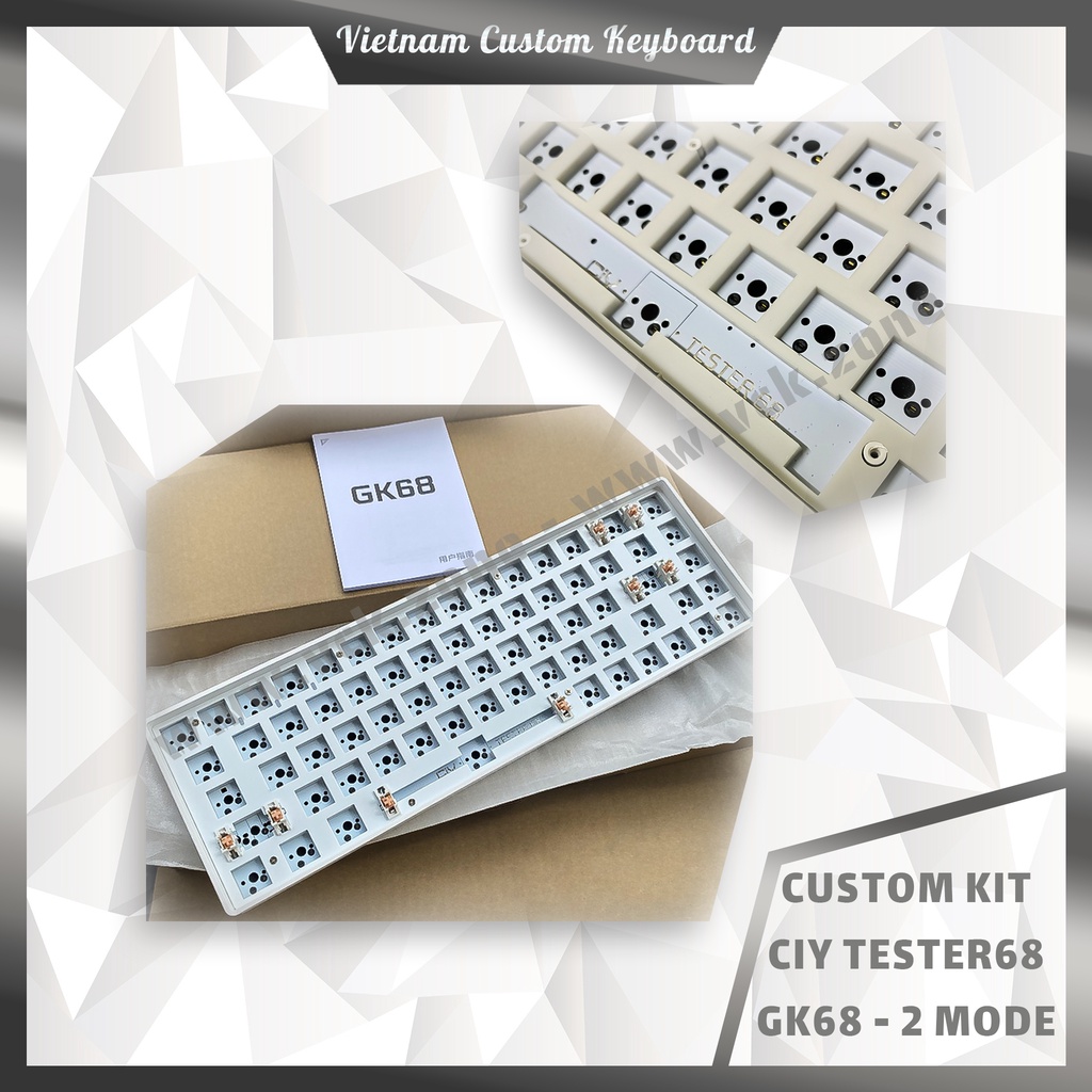 Custom Keycap + KIT Tester68 Không Dây | Bluetooth 5.0 + USB Receiver 2.4G | Bàn Phím Cơ CIY GK68 | VCK
