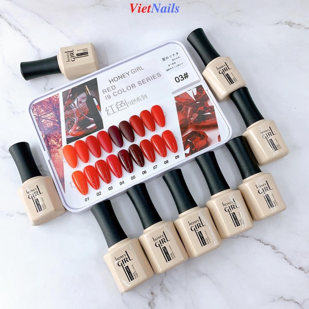 Set Sơn Gel Honey Girl 9 Chai - Sơn Gel Honey Girl Nhiều Tone Màu Tặng Kèm Bảng Màu Sơn Mẫu