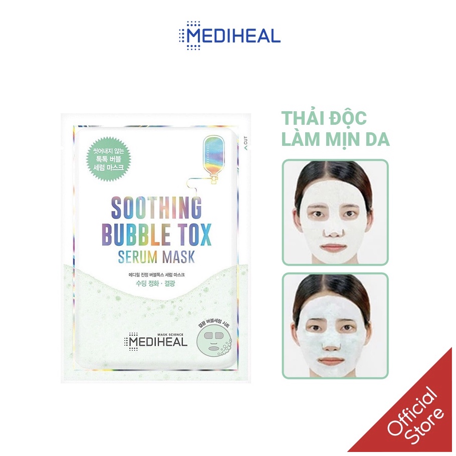 Mặt Nạ Sủi Bọt Thải Độc, Cấp Ẩm và Làm Dịu Da Mediheal Soothing Bubble Tox Serum Mask 25ml