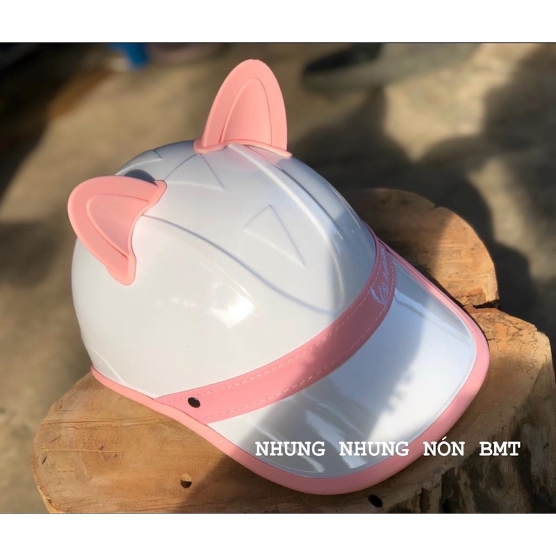 Nón bảo kiểm kết lưỡi trai vespa hàng loại 1 kèm tai gấu tai thỏ tai mèo đáng yêu