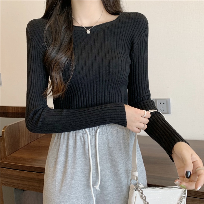 Áo Sweater Dài Tay Cổ Tròn Màu Sắc Đơn Giản Thời Trang Dành Cho Mùa Thu