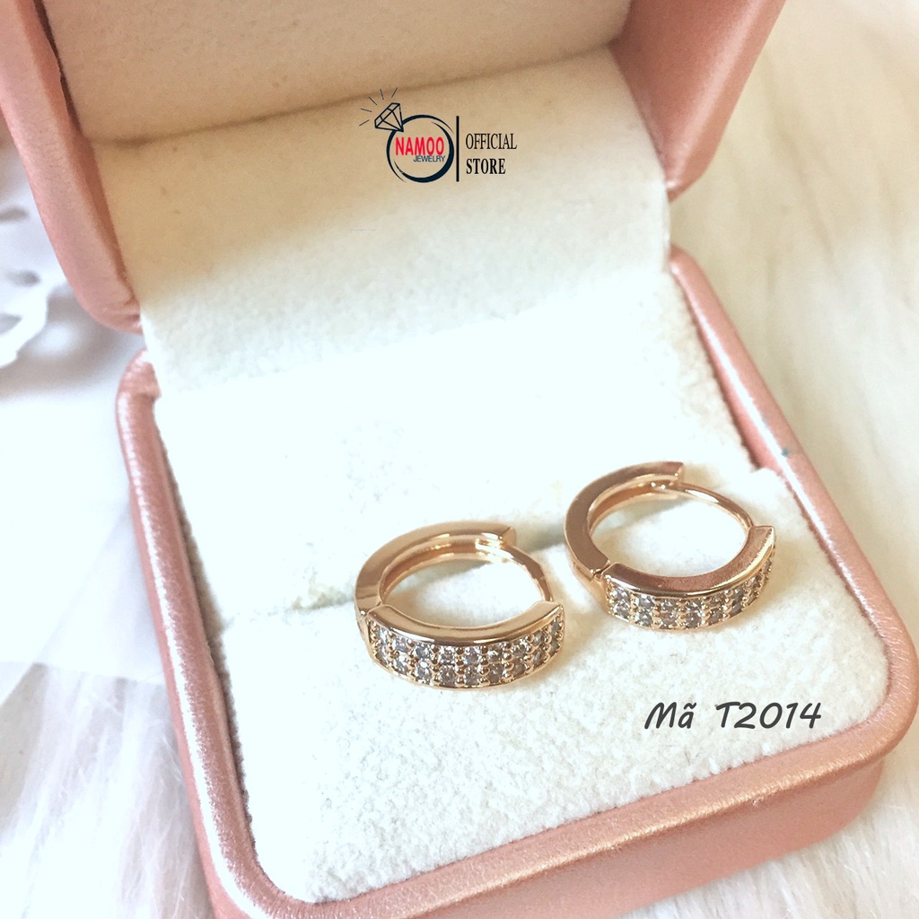 Khuyên Tai Nữ T2014 màu Tây Dạng Khóa Tròn Sát Tai Bo đá 3 viền Bảo Hành 6 tháng
