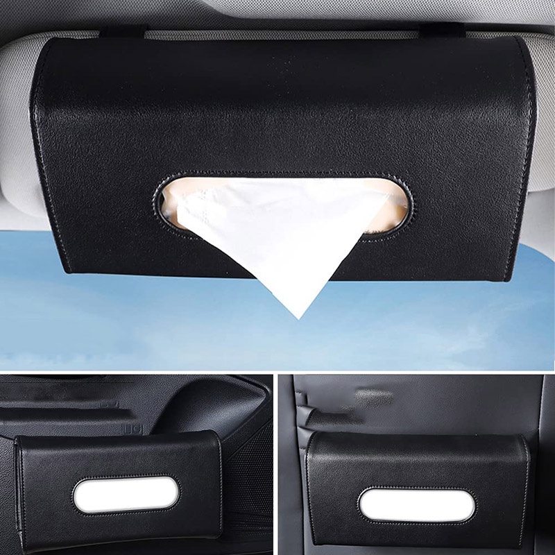 Túi Da Đựng Khăn Giấy Treo Tấm Che Nắng Xe Hơi Có Thể Rút Lại